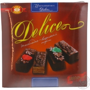 Торт Delice шоколадно-вафельний 1кг купити, ціни на МегаМаркет - фото 1