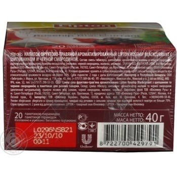 Drink Lipton Rosehip Blackcurrant fruit and herbal flavored teabags 20х2g - buy, prices for NOVUS - photo 2