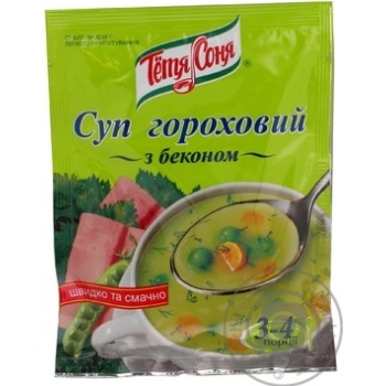 Суп Тетя Соня 70 г пак. Гороховий з беконом купити, ціни на МегаМаркет - фото 1