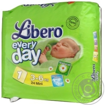 Diapers Libero Every day 3-6kg 24pcs 720g Sweden