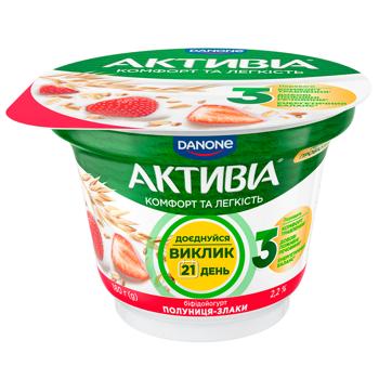 Activia Strawberry-Grains Bifidoyogurt 2.2% 180g - buy, prices for COSMOS - photo 1