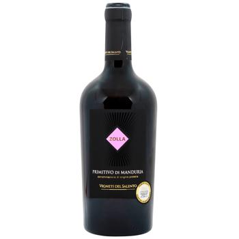 Вино Zolla Primitivo di Manduria червоне напівсухе 14,5% 0,75л