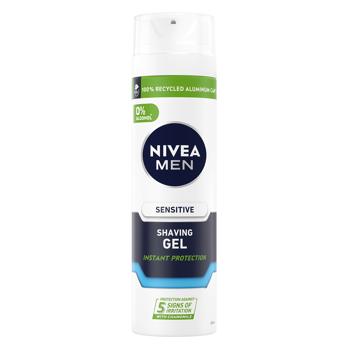 Гель для бритья Nivea Men Мгновенная защита для чувствительной кожи 200мл - купить, цены на МегаМаркет - фото 1