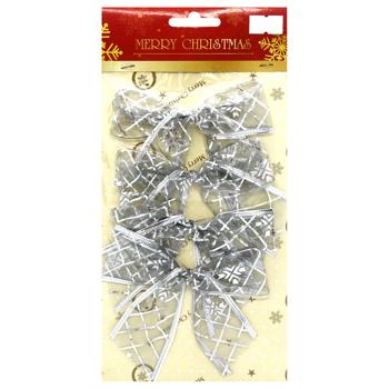 Бант декоративний Chomik 4шт*10*10см органза,срібний - купити, ціни на МегаМаркет - фото 1