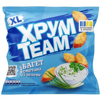 Сухарики Хрум Team Багет со вкусом сметаны и зелени 90г - купить, цены на КОСМОС - фото 1