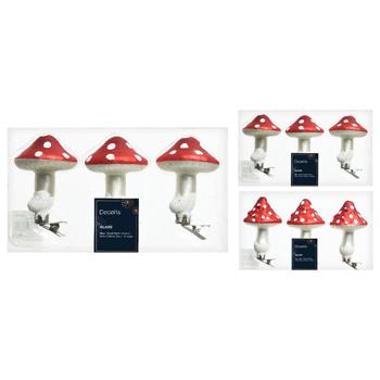 Decoris Mushroom on Clip Christmas Tree Decoration 6.5cm 3pcs - buy, prices for METRO - photo 1