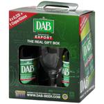 Подарочный набор Пиво Dab светлое 5% 0,33л 4шт и бокал 250мл