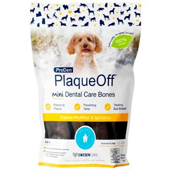 Ласощі ProDen PlaqueOff Dental Bones з арахісовою пастою та бананом для догляду за ротовою порожниною собак малих порід 342г - купити, ціни на MasterZoo - фото 1
