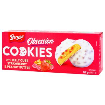 Bergen Cookies with Jelly Cube Strawberry and Peanut Butter 128g - buy, prices for METRO - photo 1