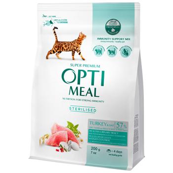 Optimeal Dry Food with Turkey and Oats for Sterilized Cats 200g - buy, prices for MasterZoo - photo 1