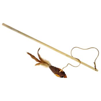 Pet Fun Mouse with Feathers on Stick Cat Toy 40cm - buy, prices for MasterZoo - photo 1