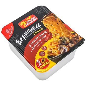 Вермишель яичная Golden Dragon со вкусом грибов + азиатский соус 130г - купить, цены на КОСМОС - фото 1