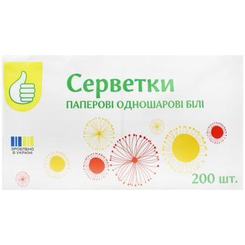 Серветки Auchan паперові одношарові білі 200шт - купити, ціни на Auchan - фото 2