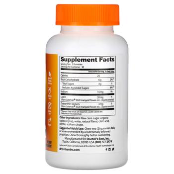 Лютеїн та Зеаксантін, Lutein & Zeaxanthin Gummies, Doctor's Best, зі смаком манго, 60 жувальних цуке - купити, ціни на Біотус - фото 2