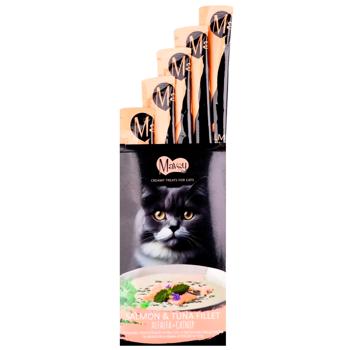 Лакомство для кошек Mavsy Creamy тунцево-лососевый крем суп с цветущей люцерной и вкраплениями кошачьей мяты кремовое 5шт*15г - купить, цены на MasterZoo - фото 3