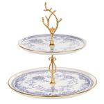 Alba Ceramic Blue Rose Two-Tier Plate 19cm and 26cm