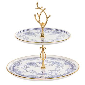 Блюдо двухъярусное Alba Ceramic Blue Rose 19см и 26см - купить, цены на МегаМаркет - фото 1