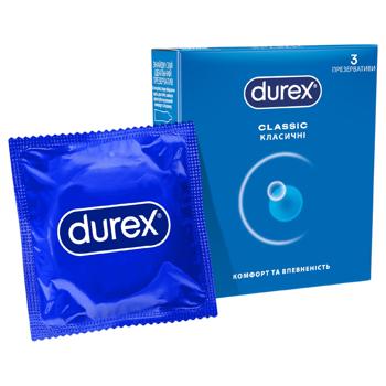 Презервативы Durex Сlassic латексные с силиконовой смазкой 3шт - купить, цены на КОСМОС - фото 1