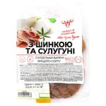 Сардельки Український М'ясокомбінат з шинкою та сулугуні вищий сорт неїстівна оболонка