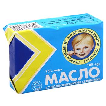 Масло Первомайский МКК Селянське сладкосливочное 73% 180г - купить, цены на - фото 2