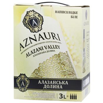 Вино Aznauri Алазанская Долина белое полусладкое 9-13% 3л - купить, цены на - фото 1