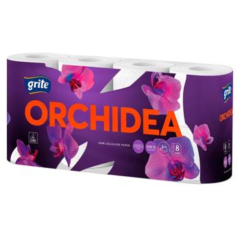 Grite Orchidea 3-ply Toilet Paper 8pcs - buy, prices for MegaMarket - photo 1
