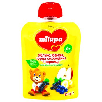 Milupa Apple-banana-black currants-blueberry Puree for Children from 6 Months 80g