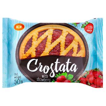 Пирог Бисквит-Шоколад Crostata Клубника 50г - купить, цены на Cупермаркет "Харьков" - фото 1