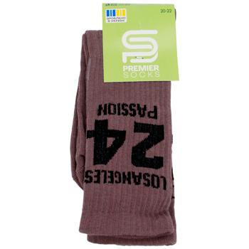 Premier Socks 24 Children's Ribbed Crew Socks s.20-22 Brown