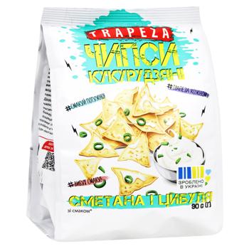 Чипсы кукурузные Trapeza Сметана и лук 90г - купить, цены на Таврия В - фото 1