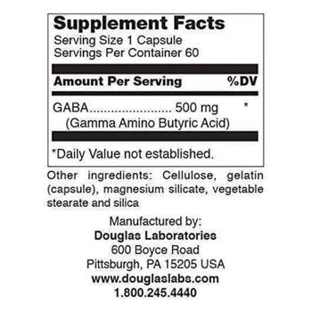 ГАМК (гамма-аміномасляна кислота), Gaba, Douglas Laboratories, 500 мг, 60 капсул - купить, цены на - фото 3