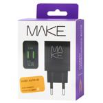 Зарядное устройство Make 2хUSB-А 2.4A 12W черный