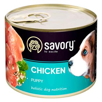 Корм вологий Savory з куркою для цуценят всіх порід 6шт х 200г - купити, ціни на MasterZoo - фото 2