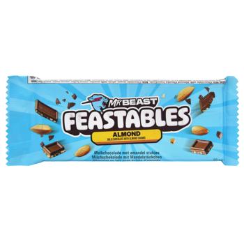 Шоколад молочный MrBeast Feastables с кусочками миндаля 60г