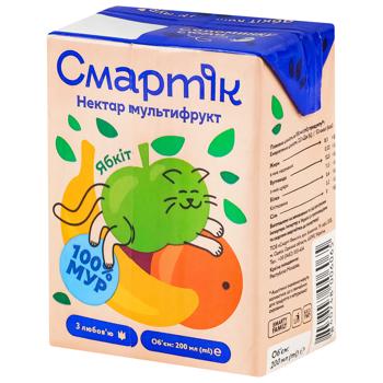 Нектар Smartik мультифрукт с мякотью и сахаром 200мл - купить, цены на КОСМОС - фото 1