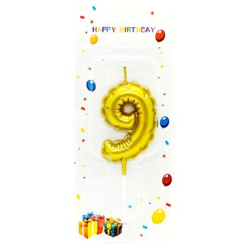 Number 9 Gold Cake Candle - buy, prices for Chudo Market - photo 1
