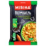 Вермішель МІВІНА® зі смаком курячого бульйону з овочами та зеленню негостра 59,2г