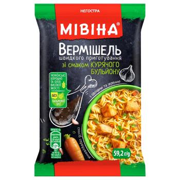 Вермішель МІВІНА® зі смаком курячого бульйону з овочами та зеленню негостра 59,2г - купити, ціни на КОСМОС - фото 1