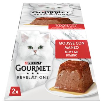 Корм влажный Gourmet Revelations Мусс с говядиной и подливкой для взрослых кошек 57г х 2шт - купить, цены на КОСМОС - фото 2