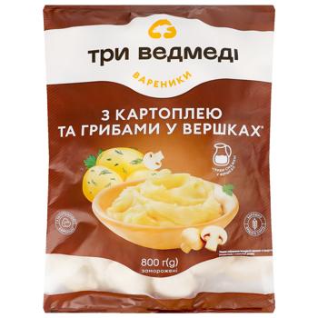 Rhree Bears Vareniki with Potatoes and Mushrooms in Cream 800g - buy, prices for COSMOS - photo 1