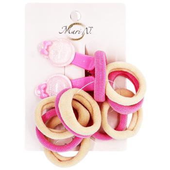 Mari N. Set of Kid's Hair Clips with Elastic Bands 12pcs in assortment - buy, prices for - photo 3