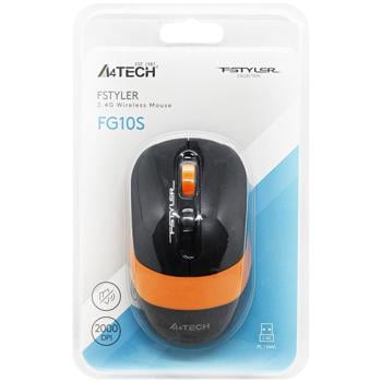 Миша A4Tech Fstyler FG10S Black/Orange бездротова - купити, ціни на Auchan - фото 1