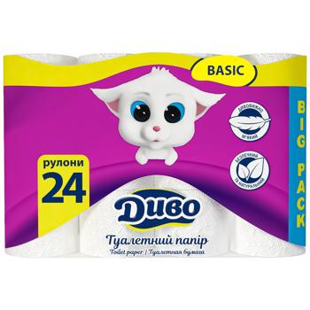 Туалетная бумага Диво Basic 2-слойная 24шт
