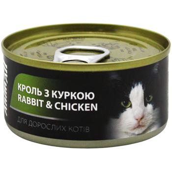 Корм вологий AnimAll Кроль з куркою для дорослих котів 80г