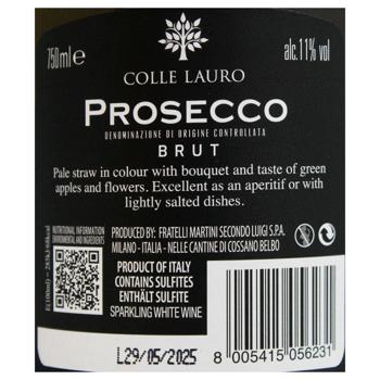 Colle Lauro Prosecco Brut White Sparkling Wine 11.5% 0.75l - buy, prices for Za Raz - photo 2