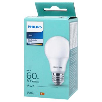 Лампа LED Philips 60W A60 E27 CW 230V FRND1PF/6DISC 4000К - купити, ціни на КОСМОС - фото 1