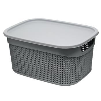 Кошик Ucsan Plastik Knit з кришкою 9л сiрий металiк