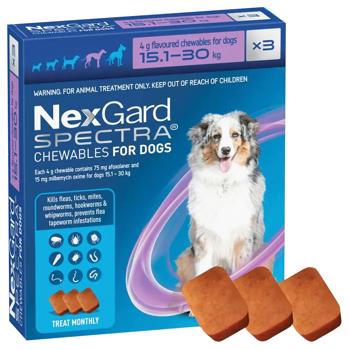 Boehringer Ingelheim NexGard Spectra Tablets for Dogs from 15.1 to 30kg Against External and Internal Parasites 3pcs - buy, prices for MasterZoo - photo 1