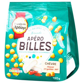 Печиво Biscuiterie de L'abbaye Apero Billes з козячим сиром та перцем чилі 120г