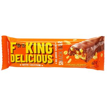 Батончик AllNutrition Fitking Delicious Карамель-арахіс протеїновий без цукру 40г - купити, ціни на КОСМОС - фото 1